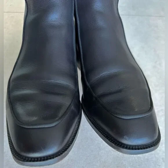 CHRISTIAN LOUBOUTIN Calfskin Ecritoir Black Flat Ankle Boots size 38 - Picture 6 of 12